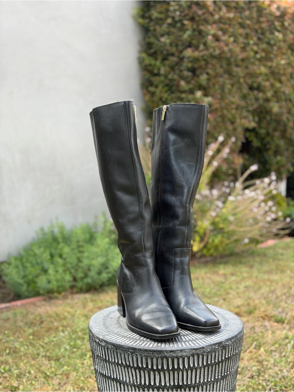 Vince Camuto Black Leather Wide Calf Boots